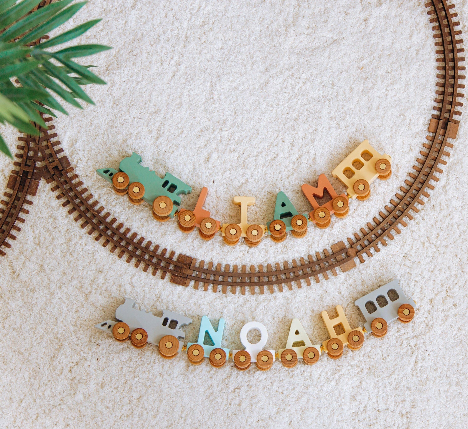 Personalized Train Name With Magnets First Birthday Gift Baby Toys Wooden Train With Railway Fidget Toys For Kids Nursery Decor