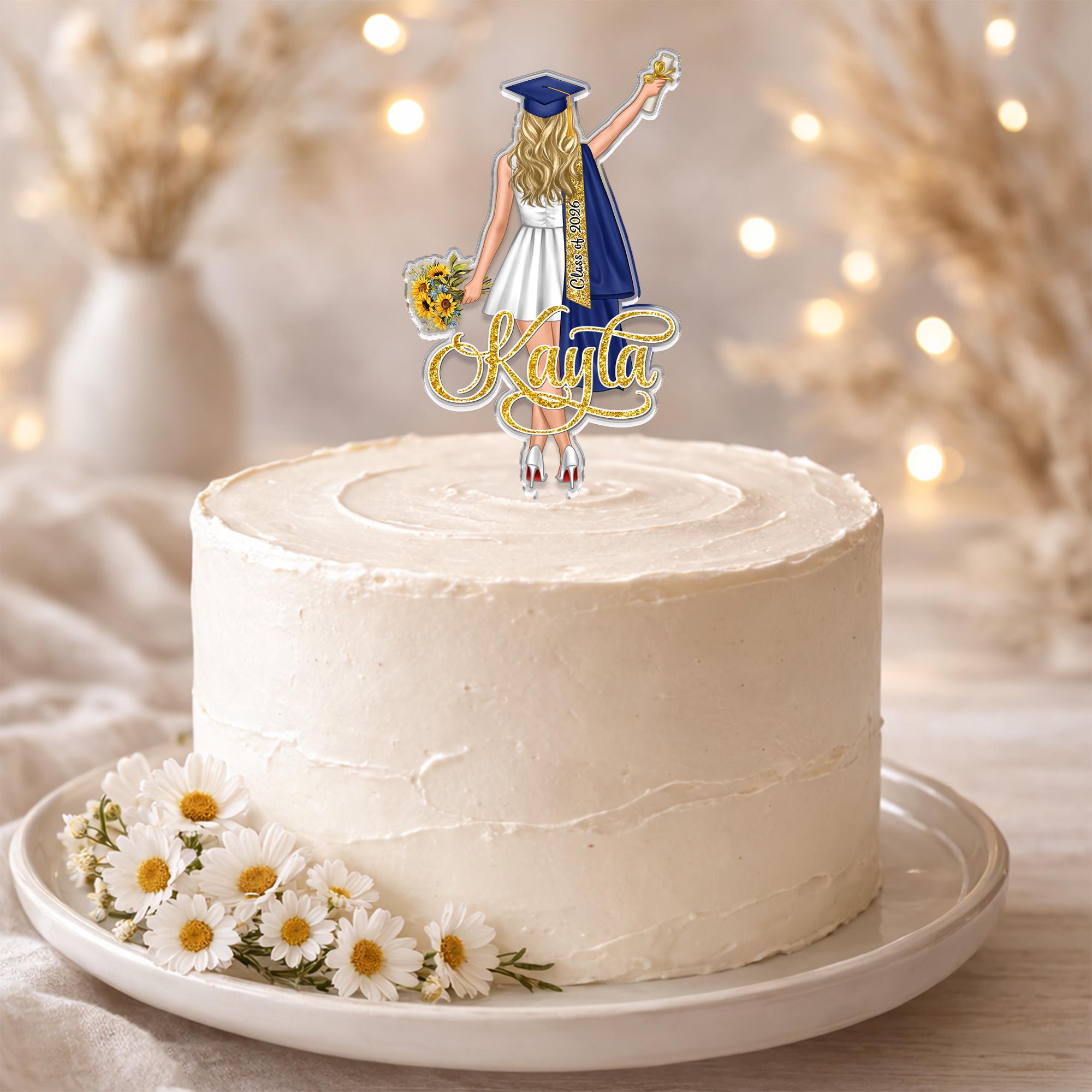 Custom Graduation Cake Topper for Girls – Celebrate Her Achievement in Style!