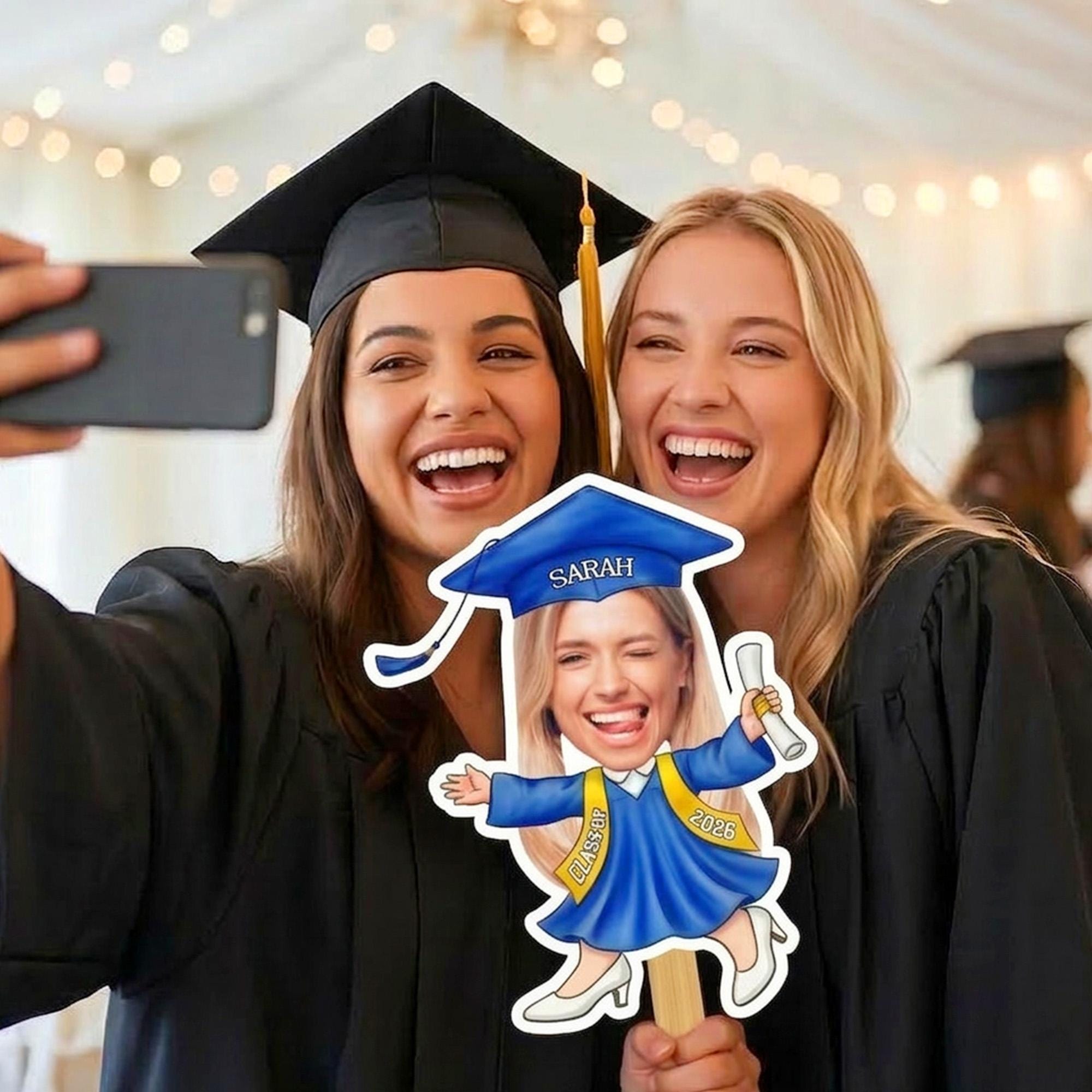 Custom Photo Graduation Fan, Personalized Face Fans, Class of 2026