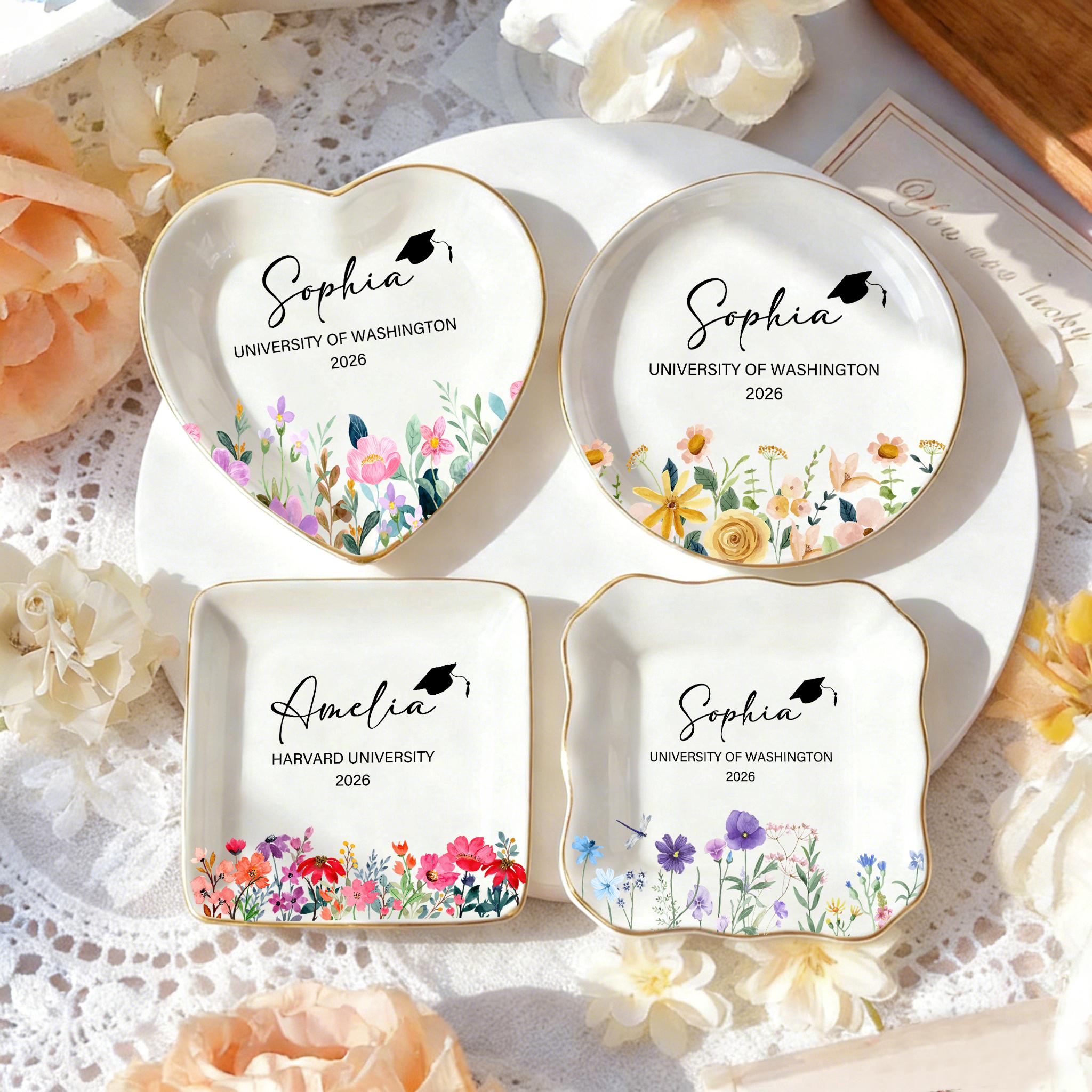 Personalized Wildflower Graduation Jewelry Tray