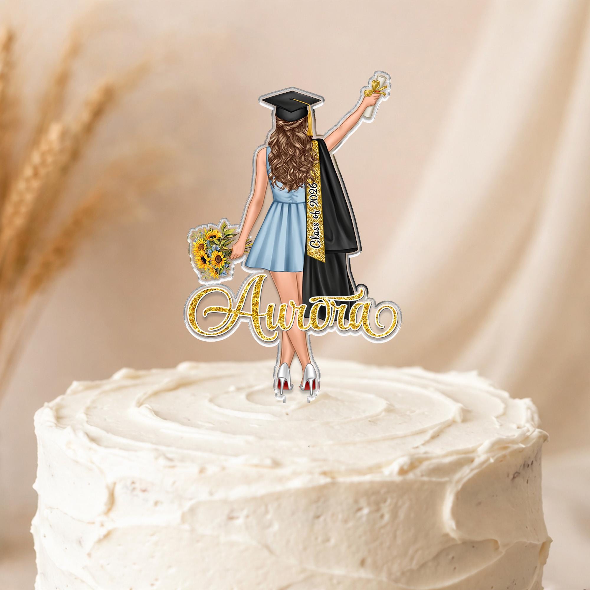 Custom Graduation Cake Topper for Girls – Celebrate Her Achievement in Style!