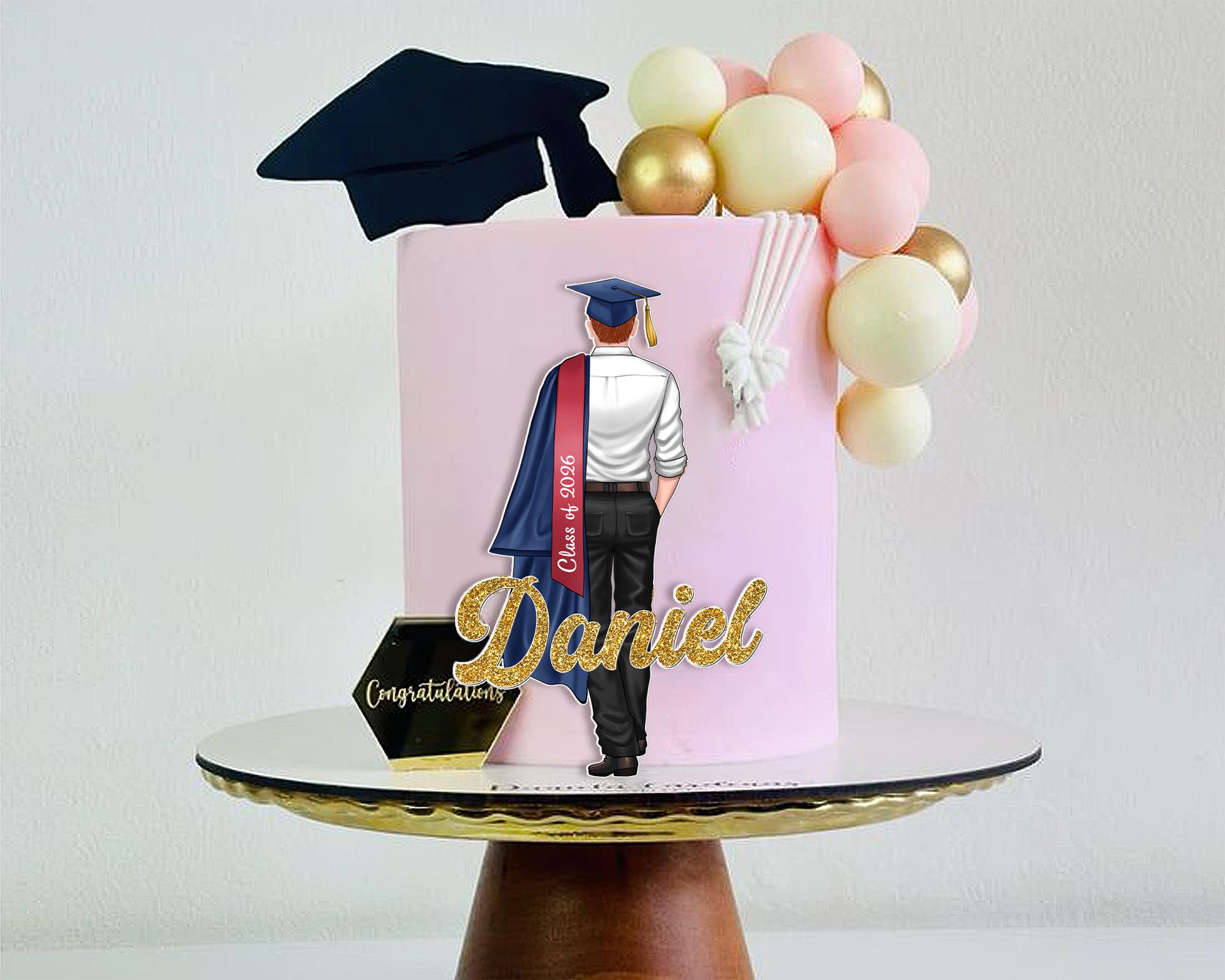 Custom Graduation Acrylic Cake Topper 2026, Personalized Grad Boy Cake Topper, Class of 2026 Party Decor, High School Graduate Gift for Him
