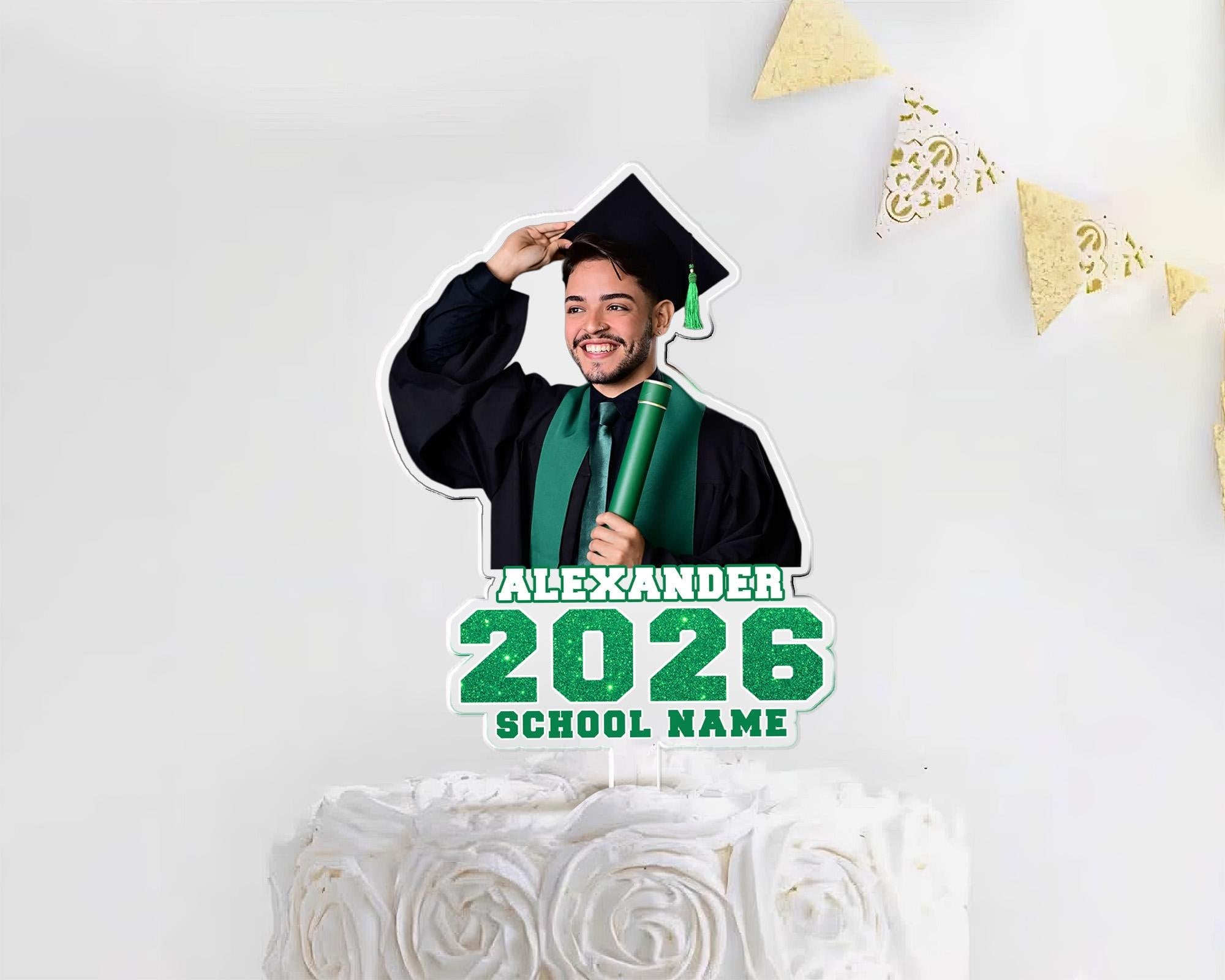 Custom Photo Graduation Cake Topper – Celebrate the Class of 2026 in Style