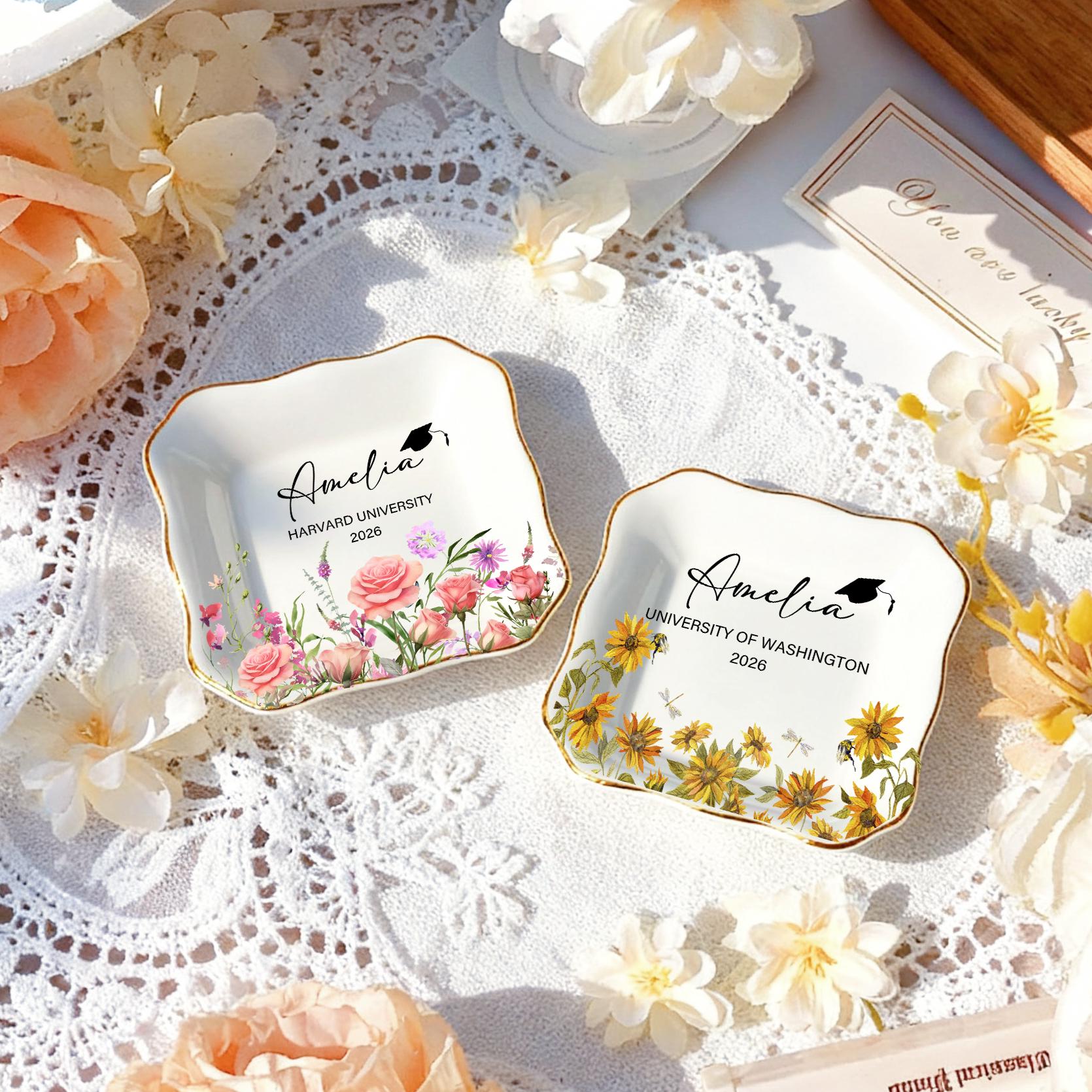 Personalized Wildflower Graduation Jewelry Tray
