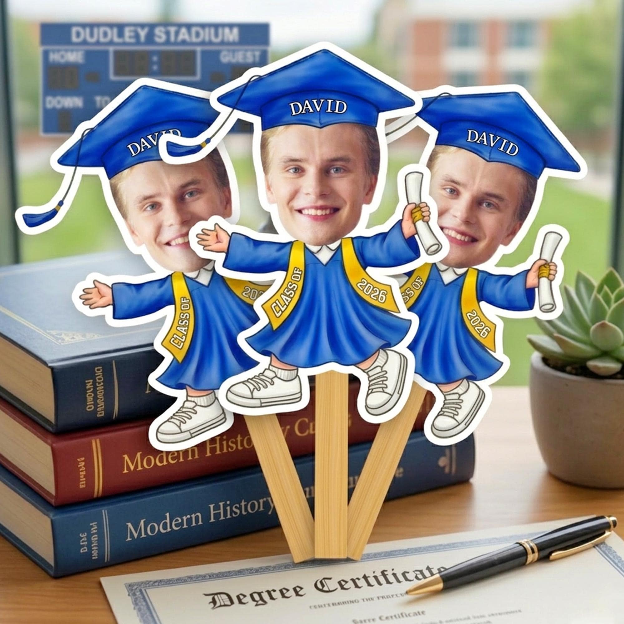 Custom Photo Graduation Fan, Personalized Face Fans, Class of 2026