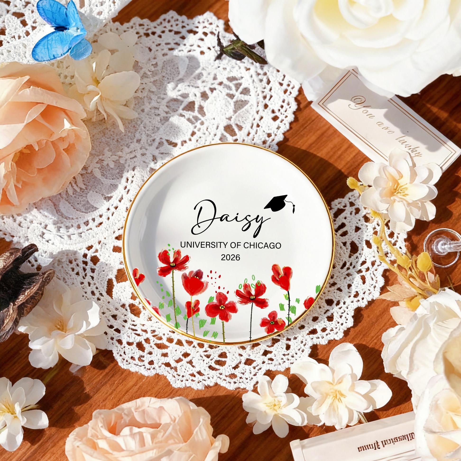 Personalized Wildflower Graduation Jewelry Tray
