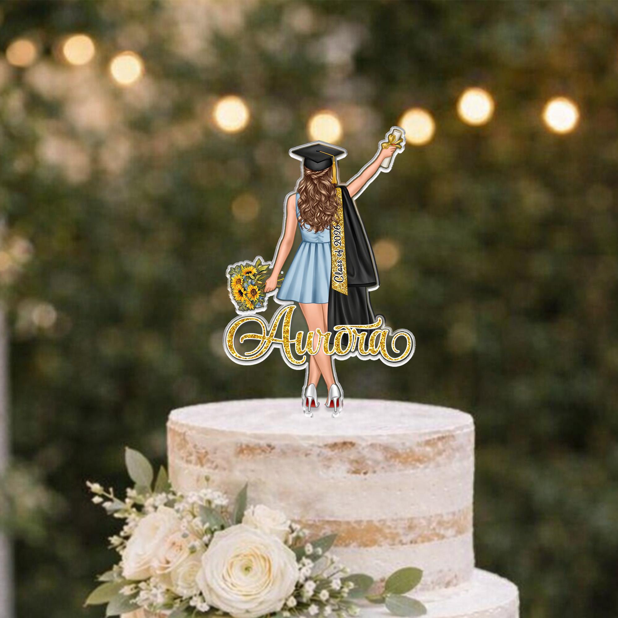 Custom Graduation Cake Topper for Girls – Celebrate Her Achievement in Style!
