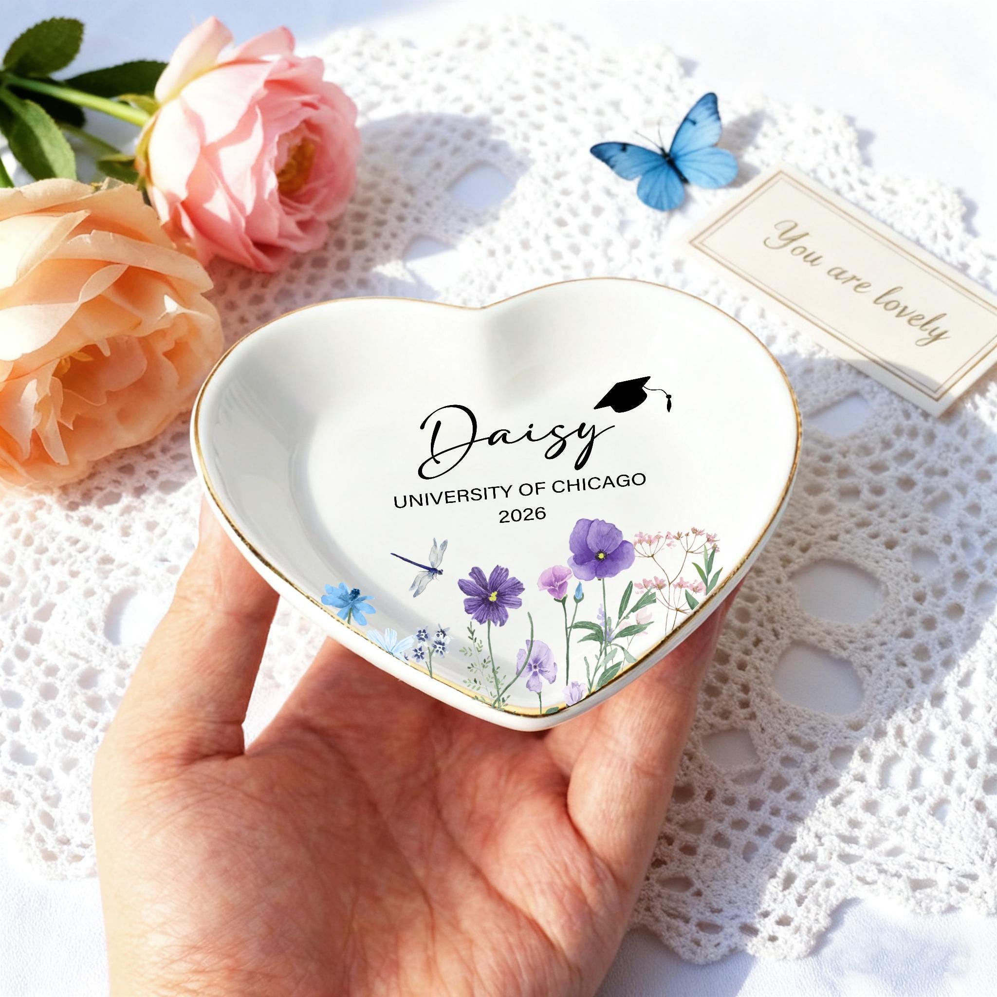 Personalized Wildflower Graduation Jewelry Tray