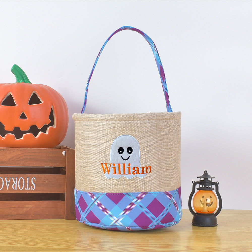 Trick-or-treat bucket, Embroidery Name Personalized, Kid's Candy Bag Halloween Basket
