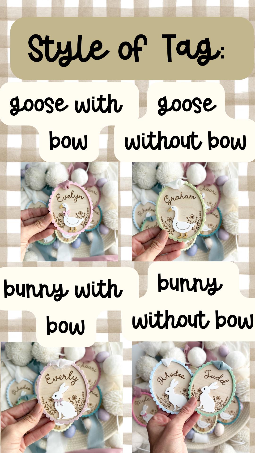 Custom easter name tags – Personalized bunny gift tag