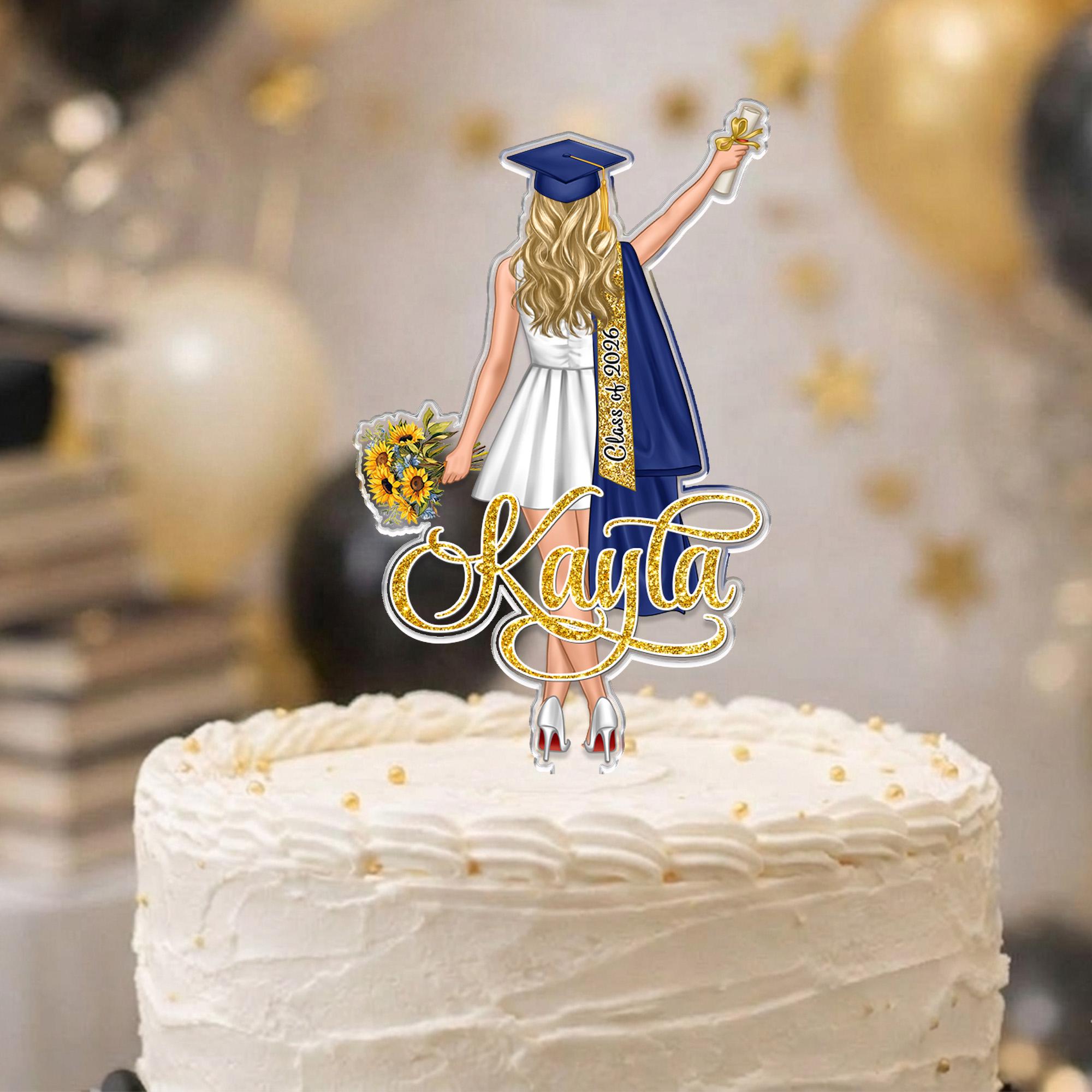 Custom Graduation Cake Topper for Girls – Celebrate Her Achievement in Style!