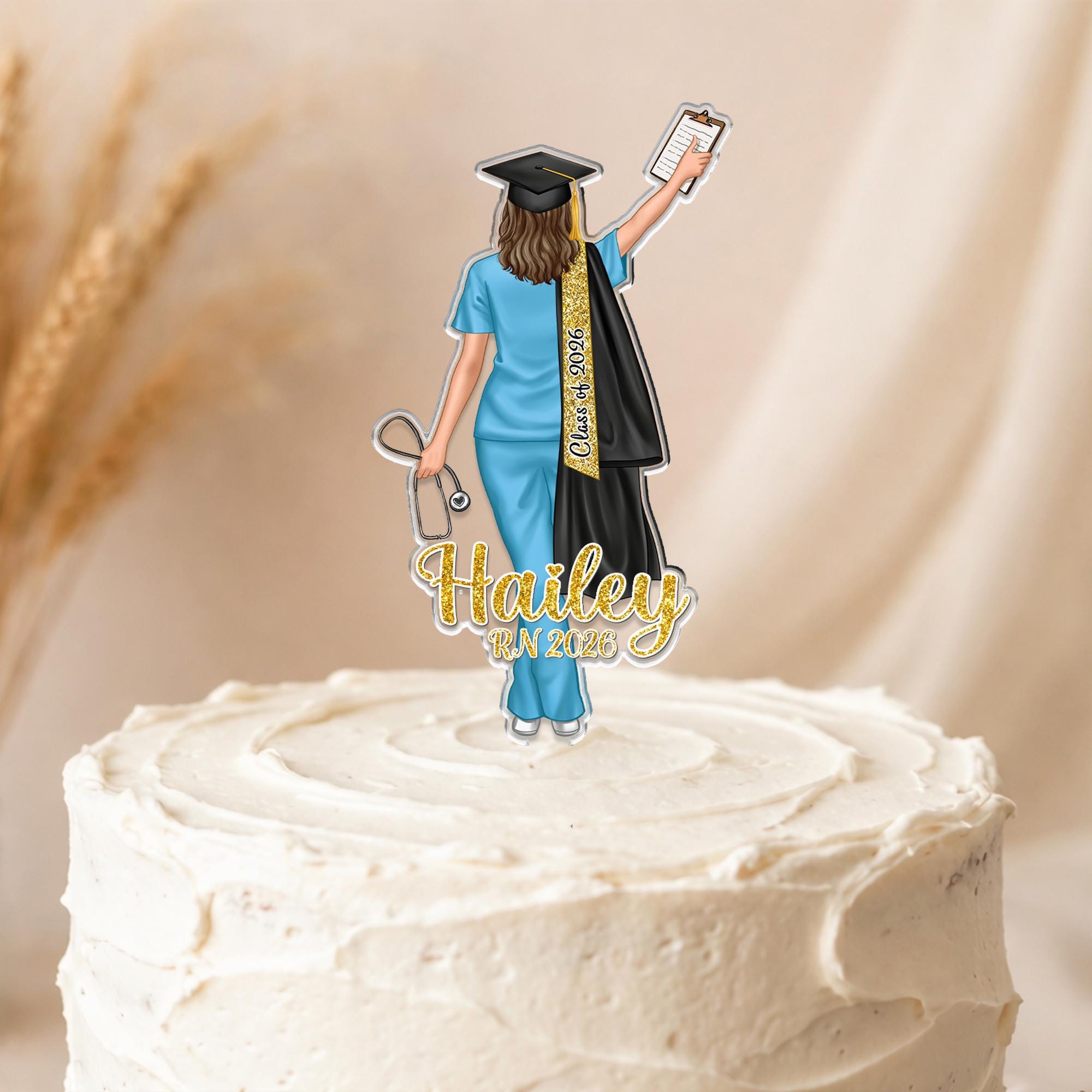 Personalized Nurse Graduation Cake Topper – Celebrate the Class of 2026!