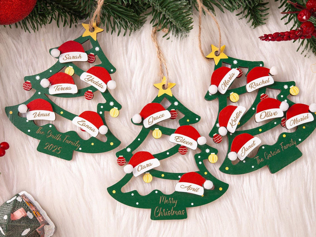 2025 Christmas Ornament, Custom Wooden Family Christmas Tree Ornament, Engraved Ornament, Family Christmas Gift