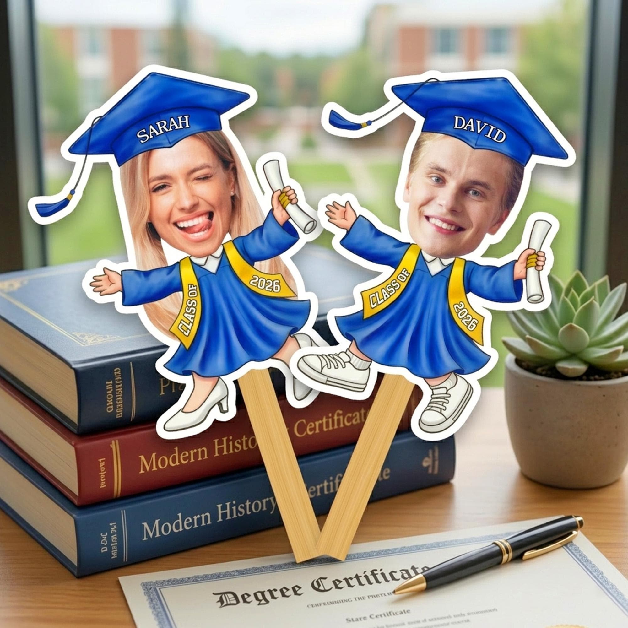 Custom Photo Graduation Fan, Personalized Face Fans, Class of 2026