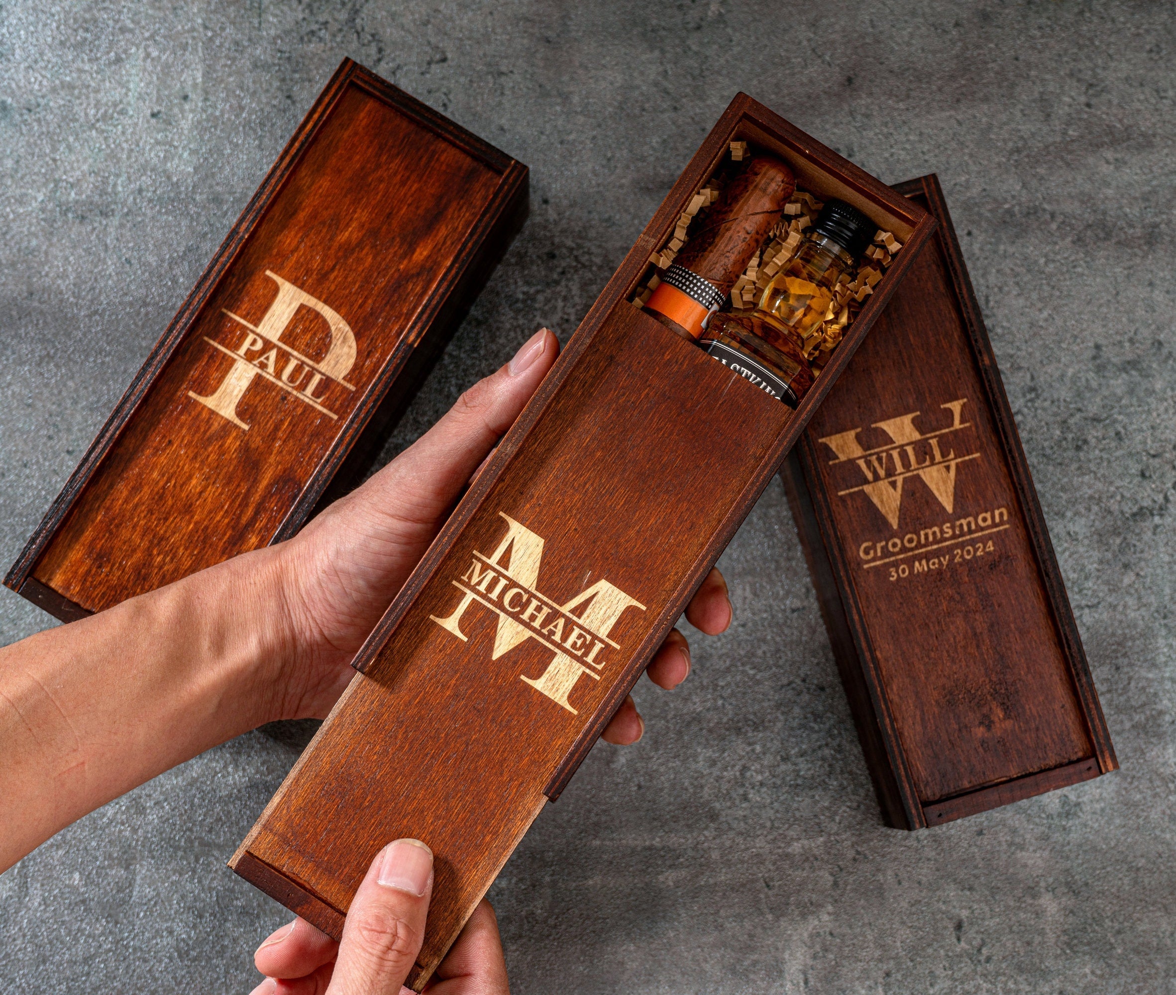 Personalized Groomsmen Gifts Box, Engraved Wooden Box for Wedding, Best Man Gift