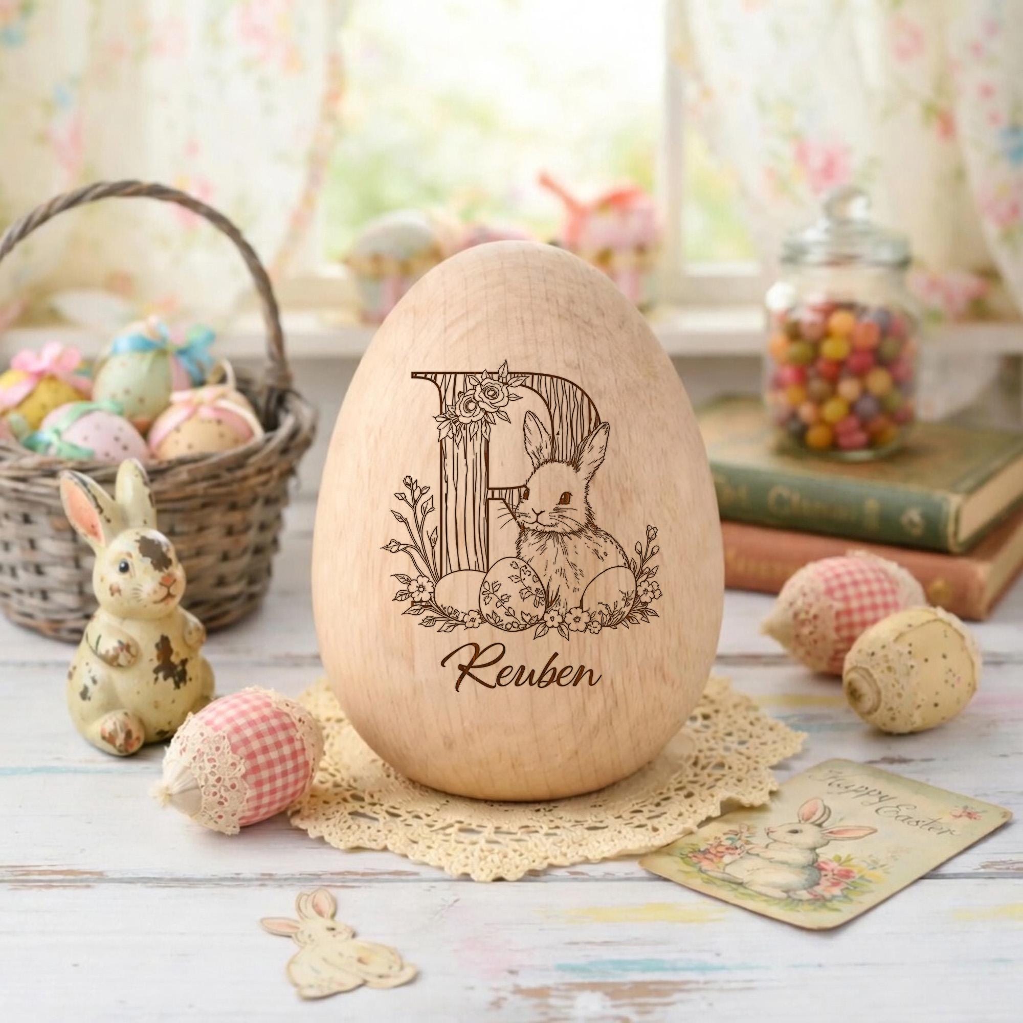 Personalized Wooden Easter Egg, Custom Bunny Name Gift