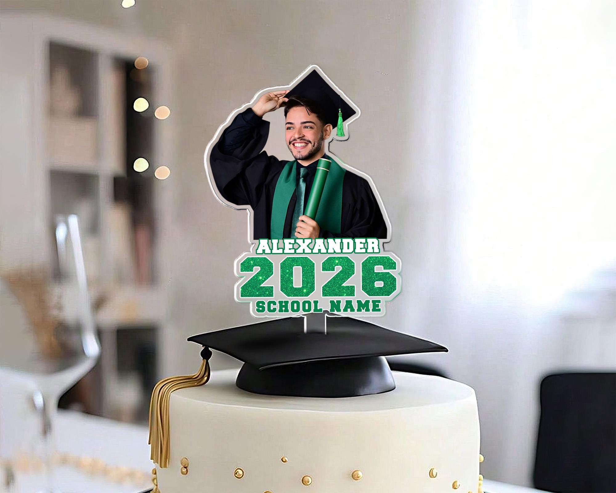 Custom Photo Graduation Cake Topper – Celebrate the Class of 2026 in Style