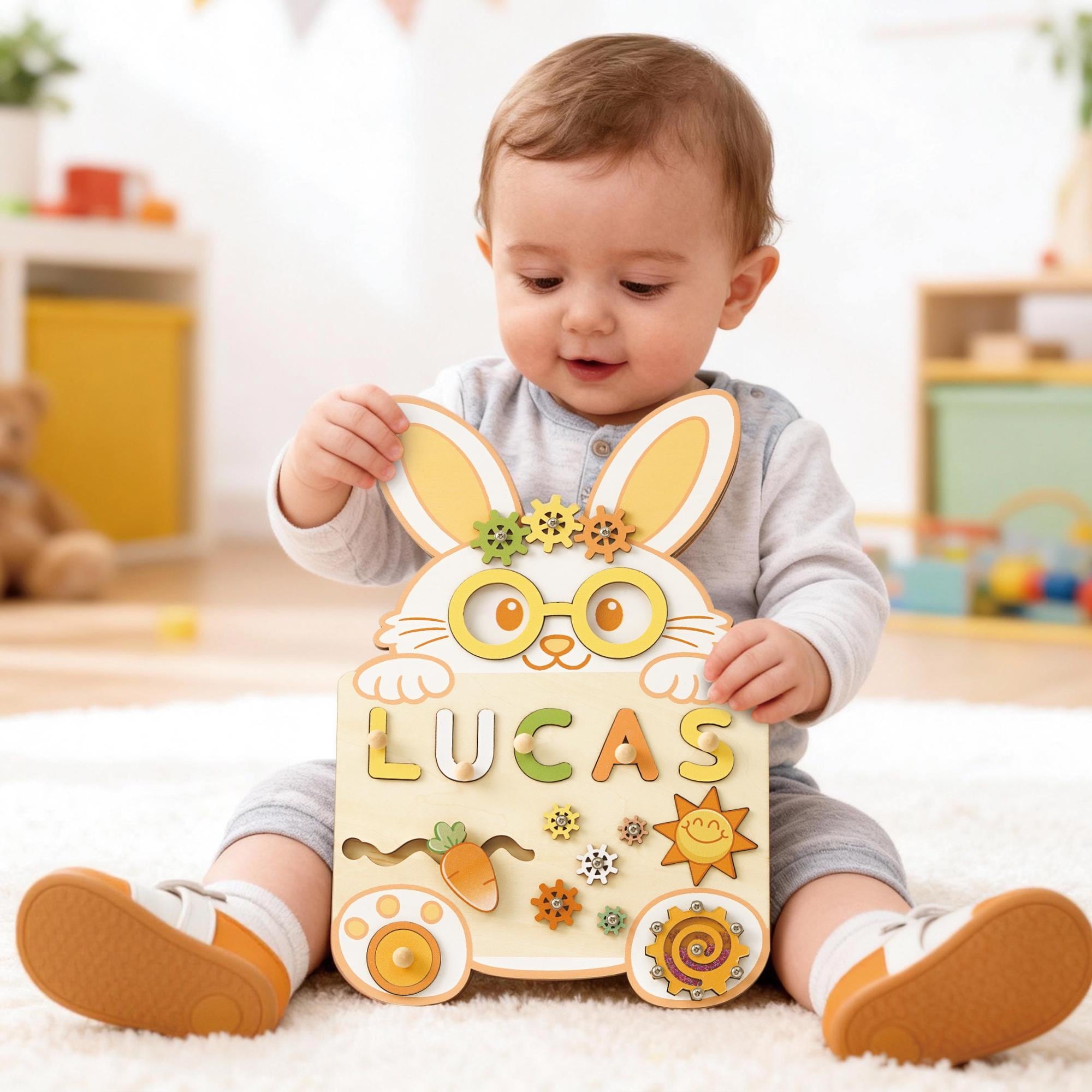 Custom Rabbit Name Puzzle – Personalized Early Learning Busy Board