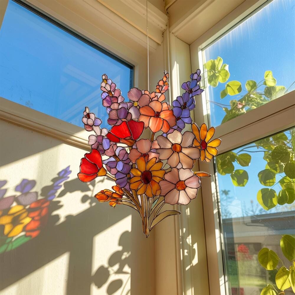 Wildflower Suncatcher, Acrylic Window Decor, Flower Lover Gift