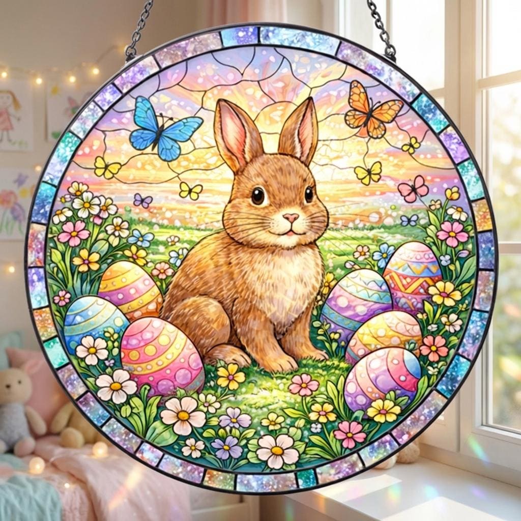 Bunny Suncatcher, Easter Window Decor, Spring Hanging Art