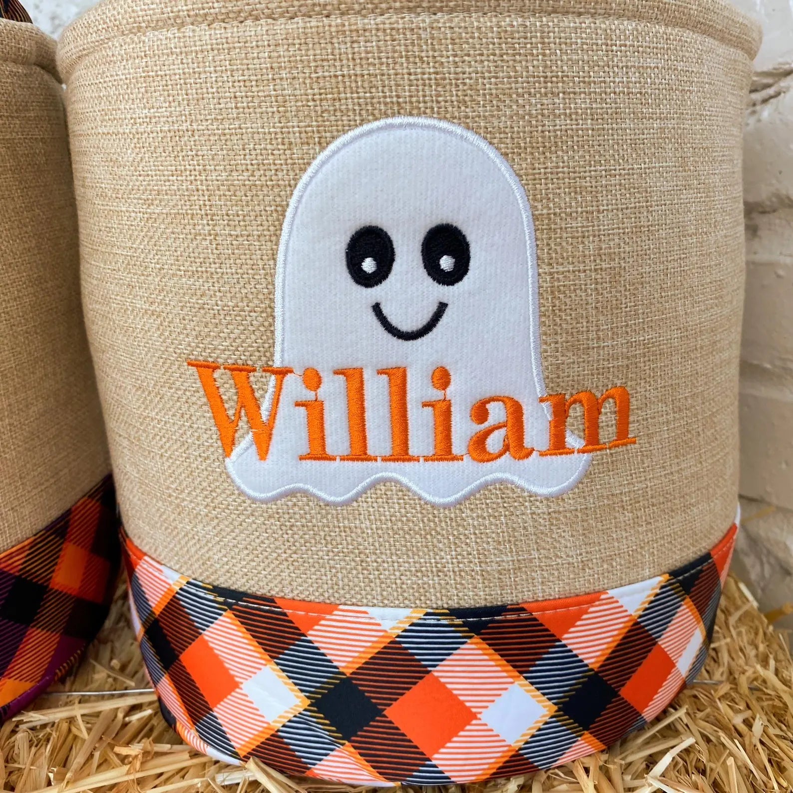 Trick-or-treat bucket, Embroidery Name Personalized, Kid's Candy Bag Halloween Basket