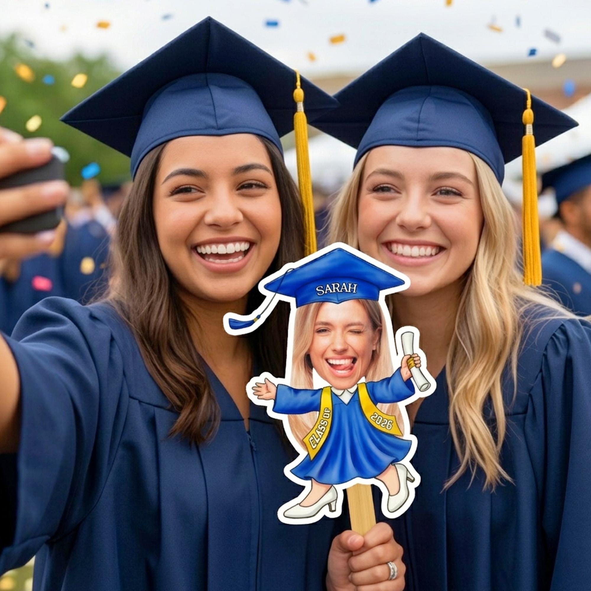 Custom Photo Graduation Fan, Personalized Face Fans, Class of 2026