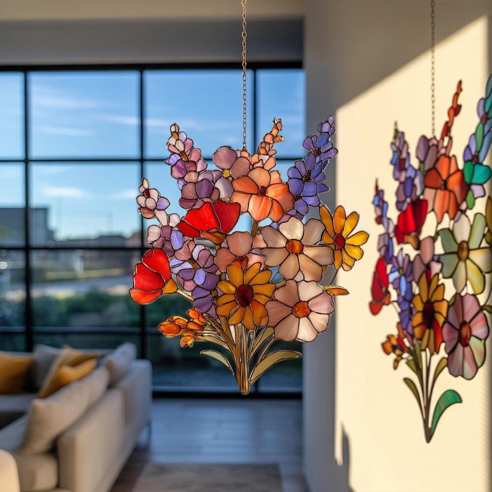 Wildflower Suncatcher, Acrylic Window Decor, Flower Lover Gift
