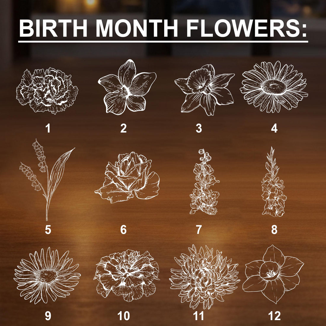 Custom Birth Month Flowers LED Night Light – Personalized Crystal Ball