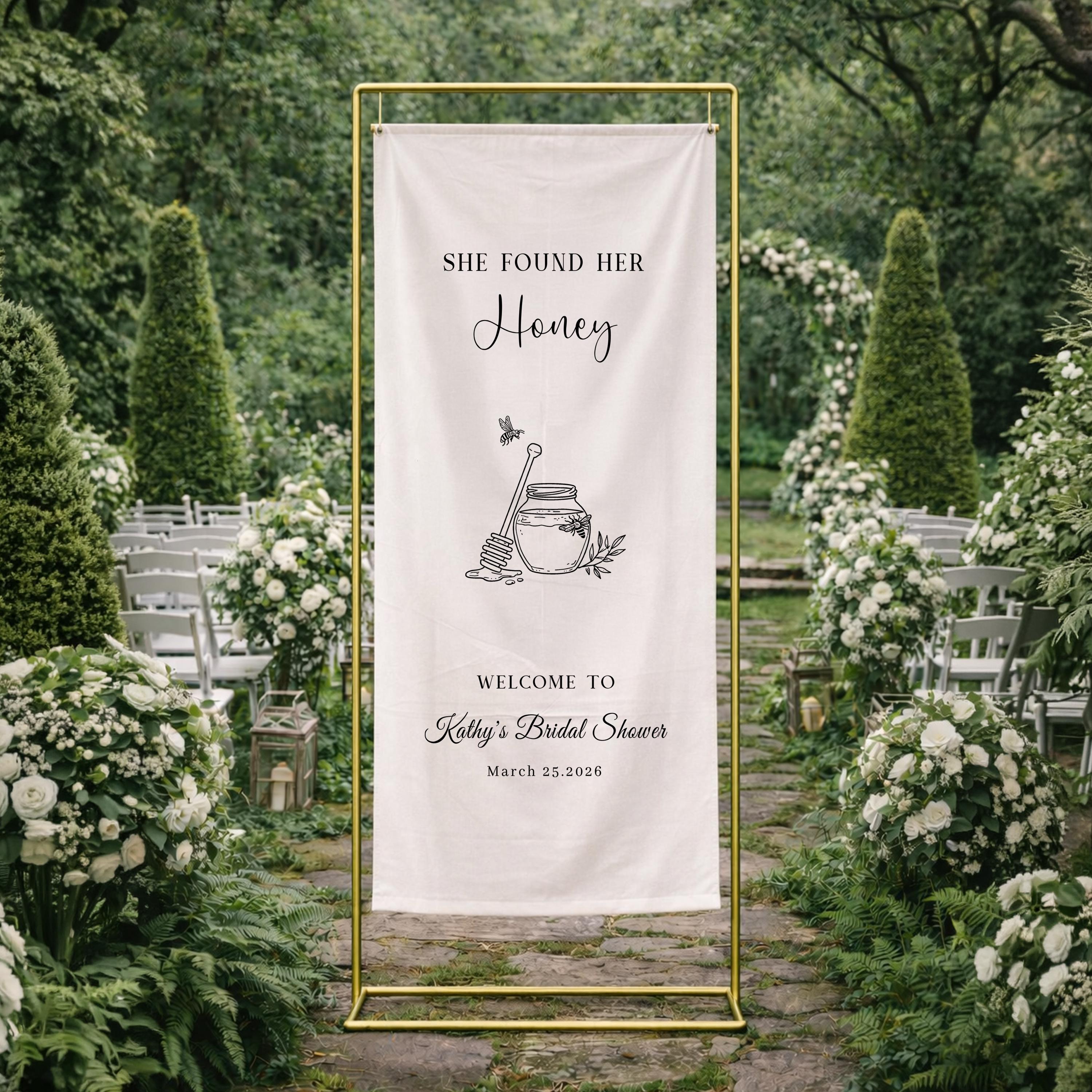 Personalized Bridal Shower Decor, Honey Bee Bridal Shower Linen Banner