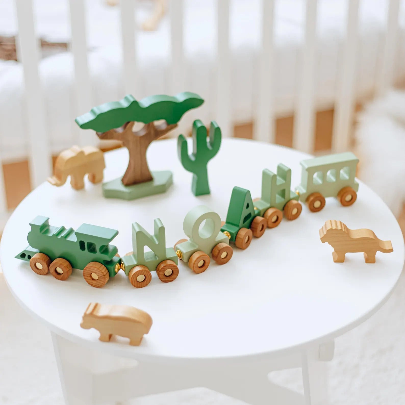 Personalized Train Name With Magnets First Birthday Gift Baby Toys Wooden Train With Railway Fidget Toys For Kids Nursery Decor