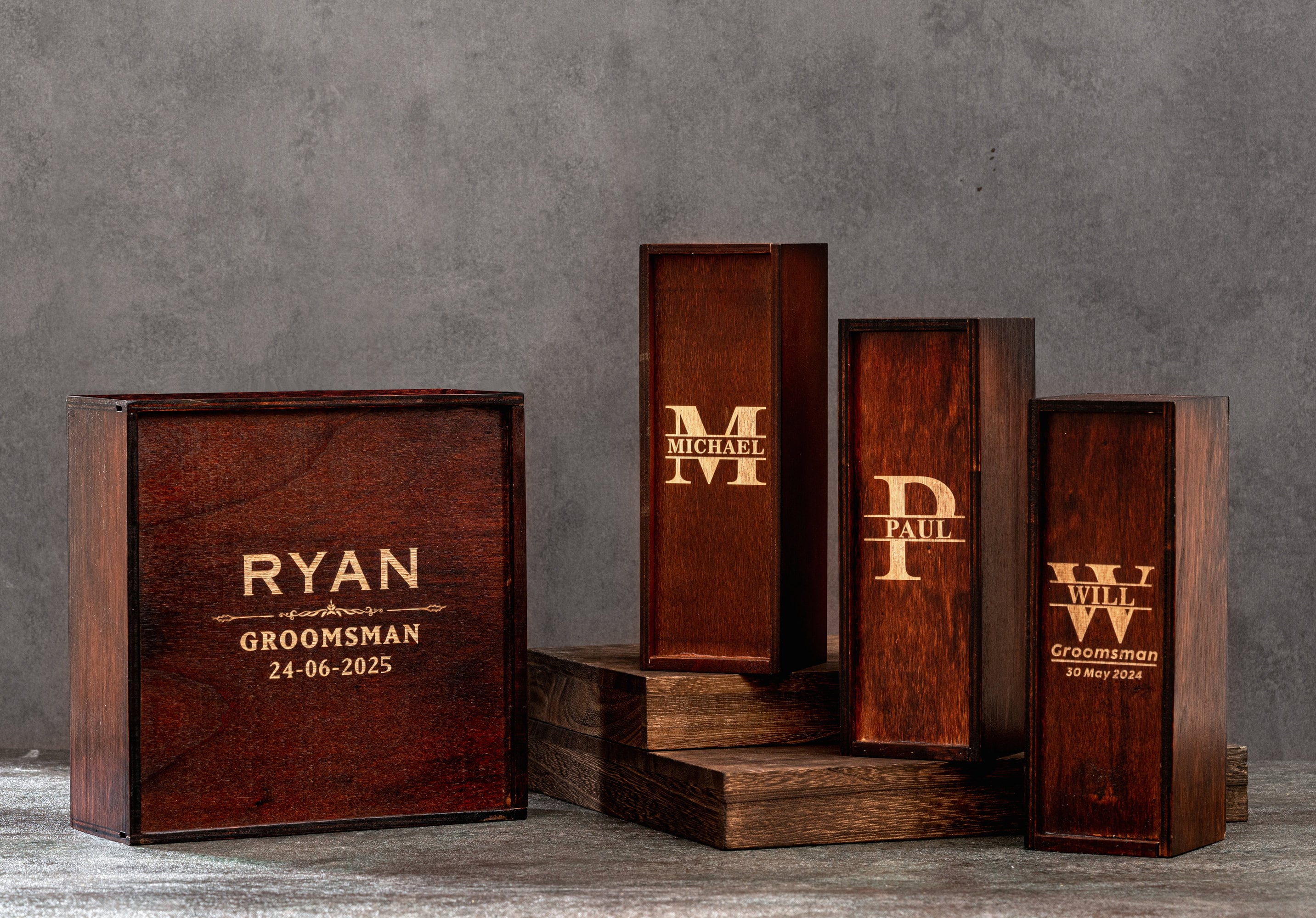 Personalized Groomsmen Gifts Box, Engraved Wooden Box for Wedding, Best Man Gift