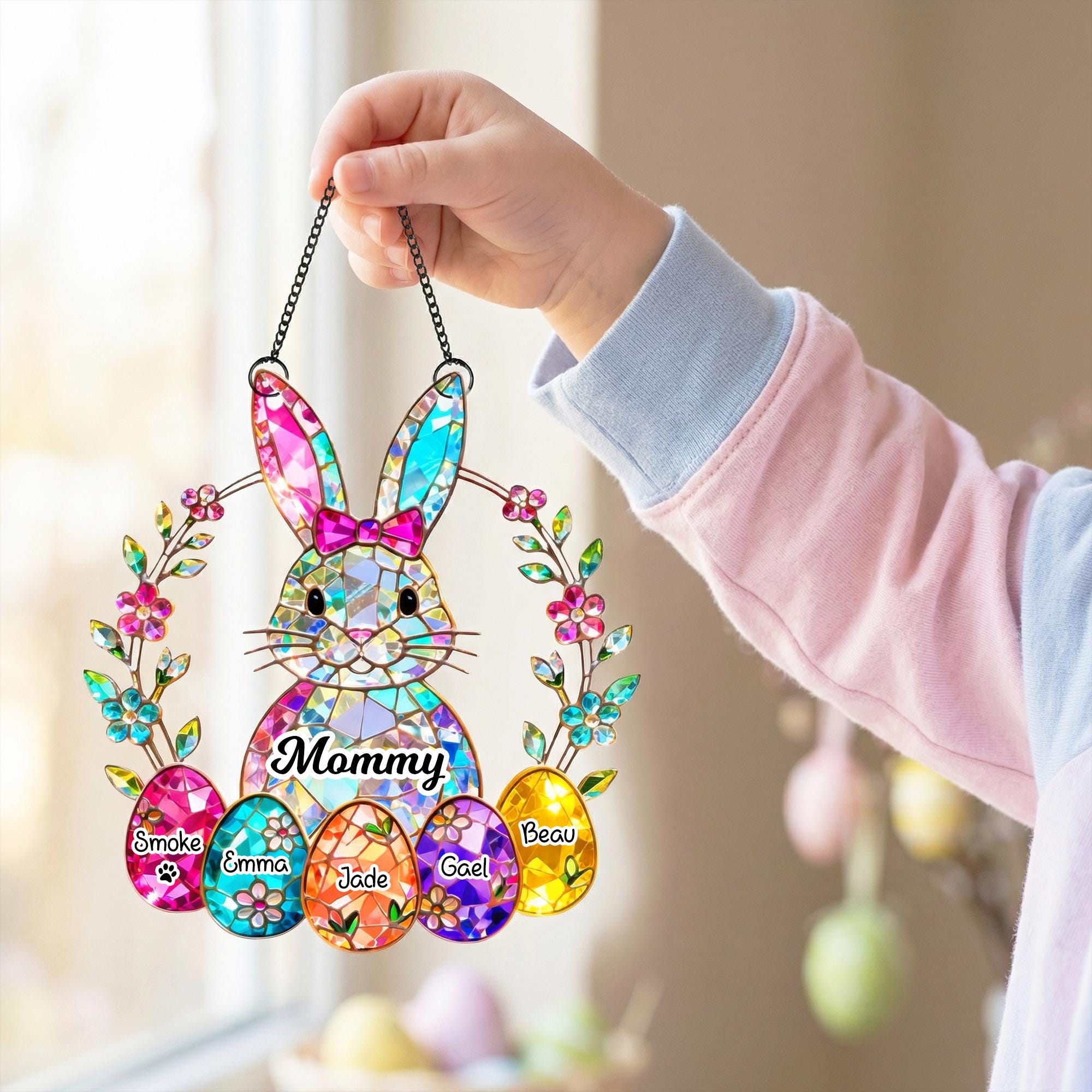 Personalized Easter Bunny Grandma Suncatcher – Custom Acrylic Gift