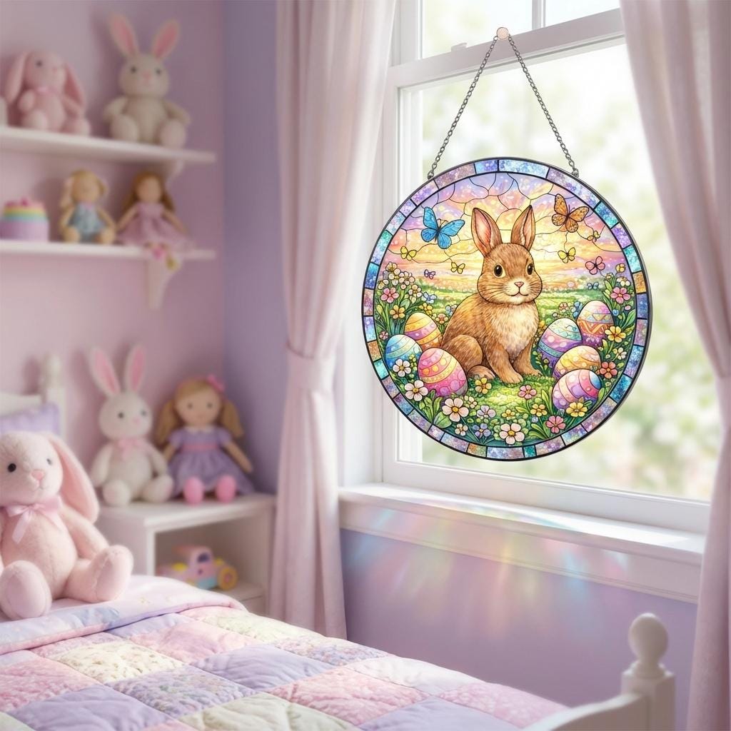 Bunny Suncatcher, Easter Window Decor, Spring Hanging Art