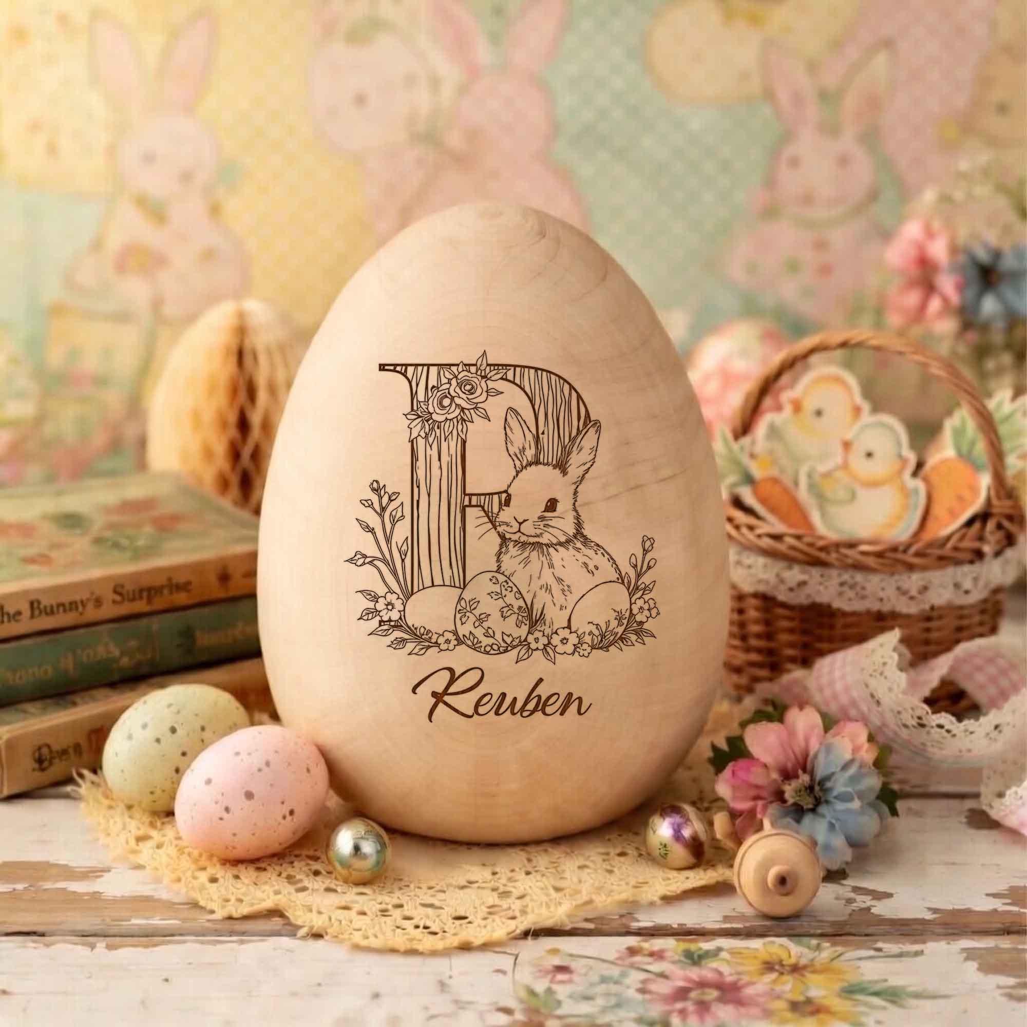 Personalized Wooden Easter Egg, Custom Bunny Name Gift