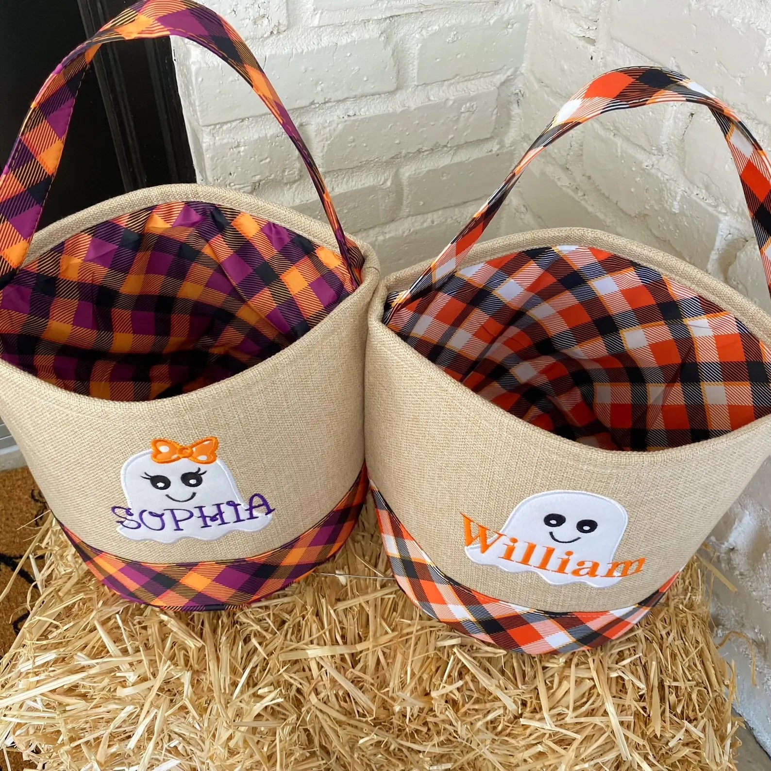Trick-or-treat bucket, Embroidery Name Personalized, Kid's Candy Bag Halloween Basket