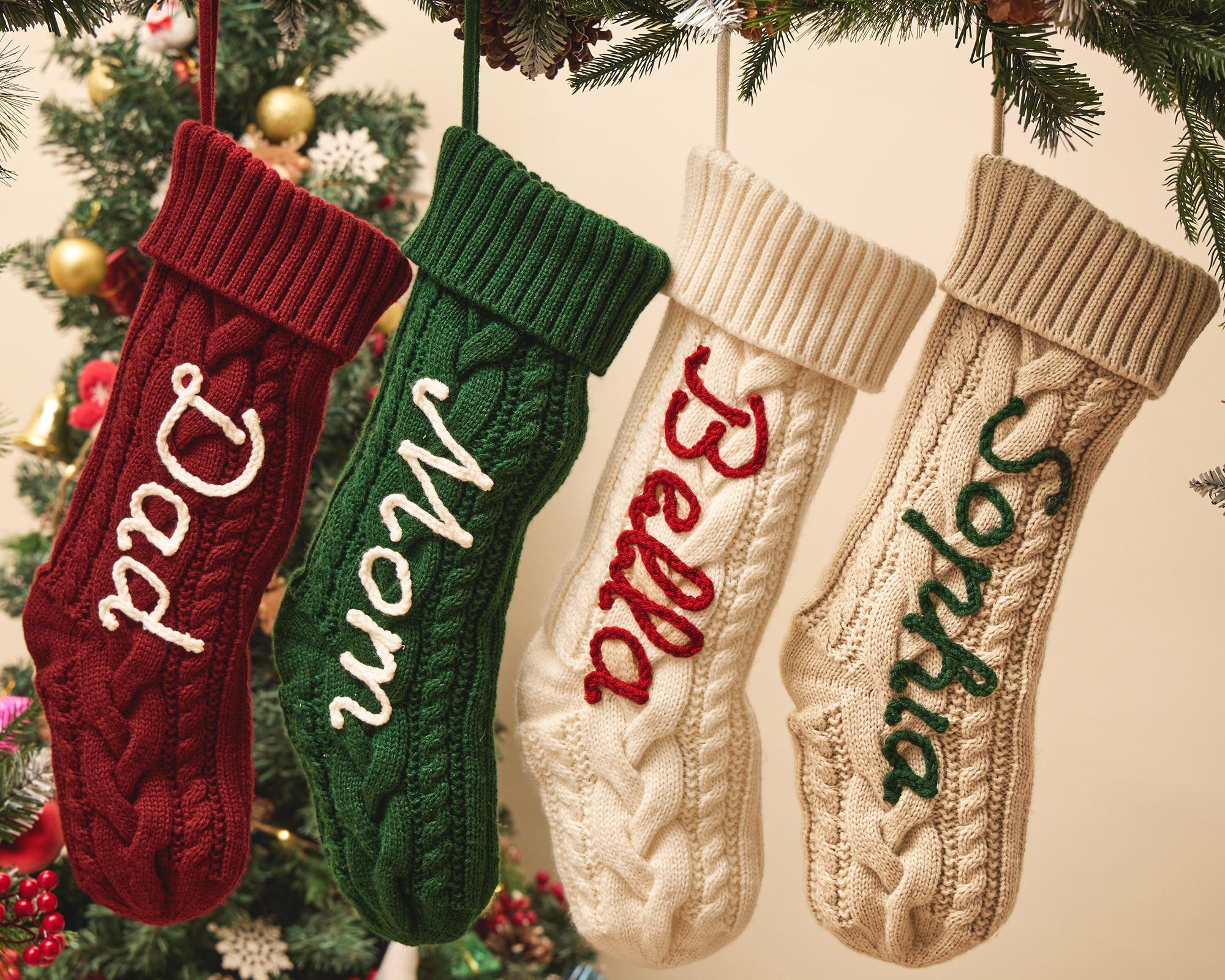 Personalized Christmas Stockings with name, Custom Knitted Stocking,Family Christmas Stockings