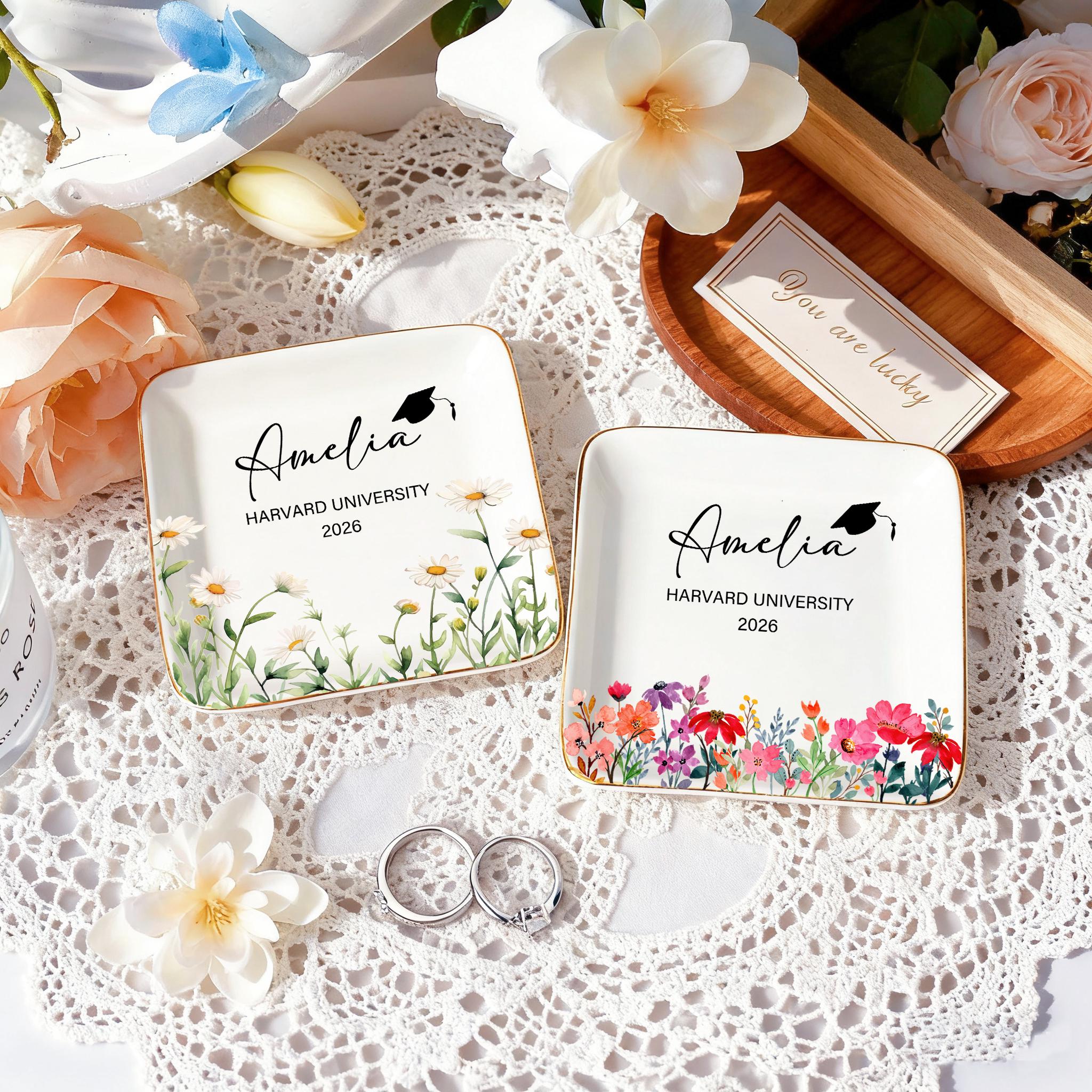 Personalized Wildflower Graduation Jewelry Tray
