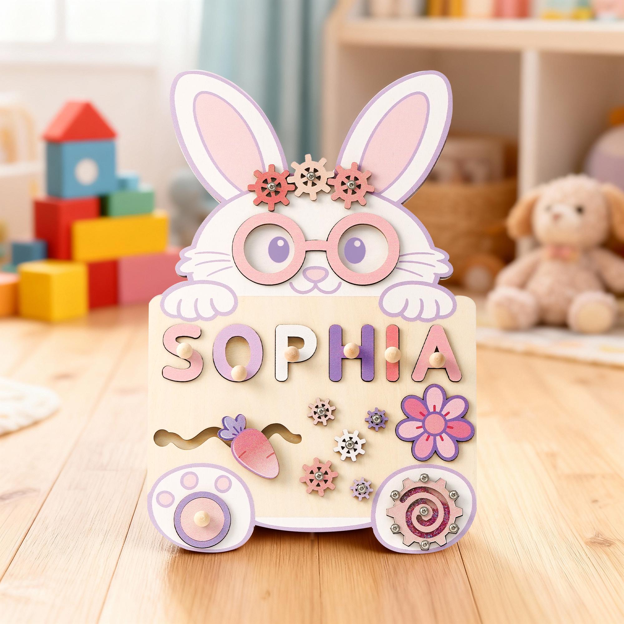 Custom Rabbit Name Puzzle – Personalized Early Learning Busy Board