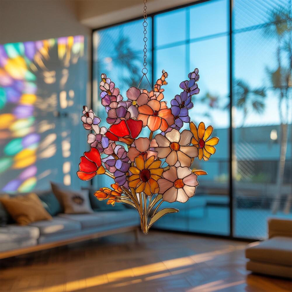 Wildflower Suncatcher, Acrylic Window Decor, Flower Lover Gift