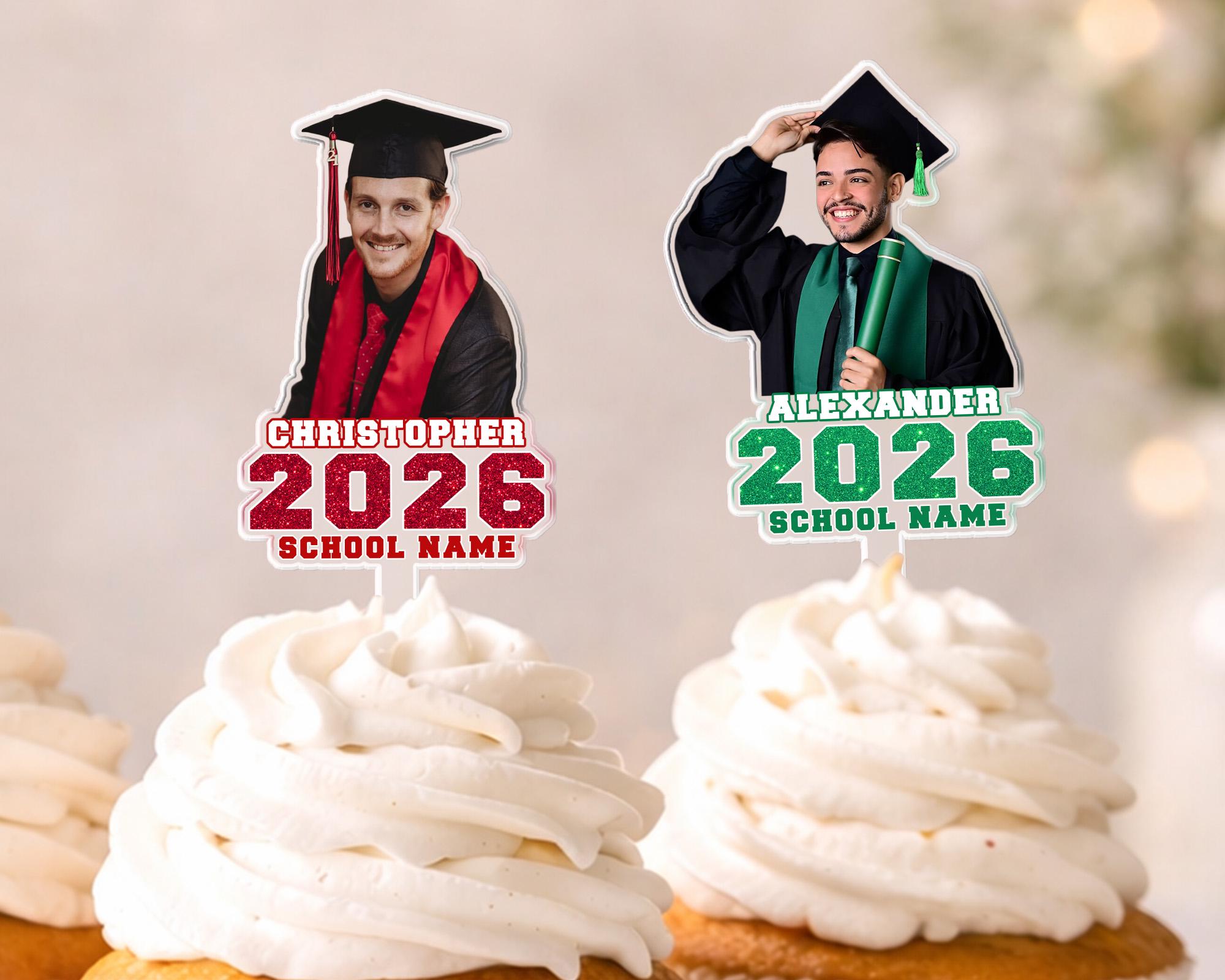 Custom Photo Graduation Cake Topper – Celebrate the Class of 2026 in Style