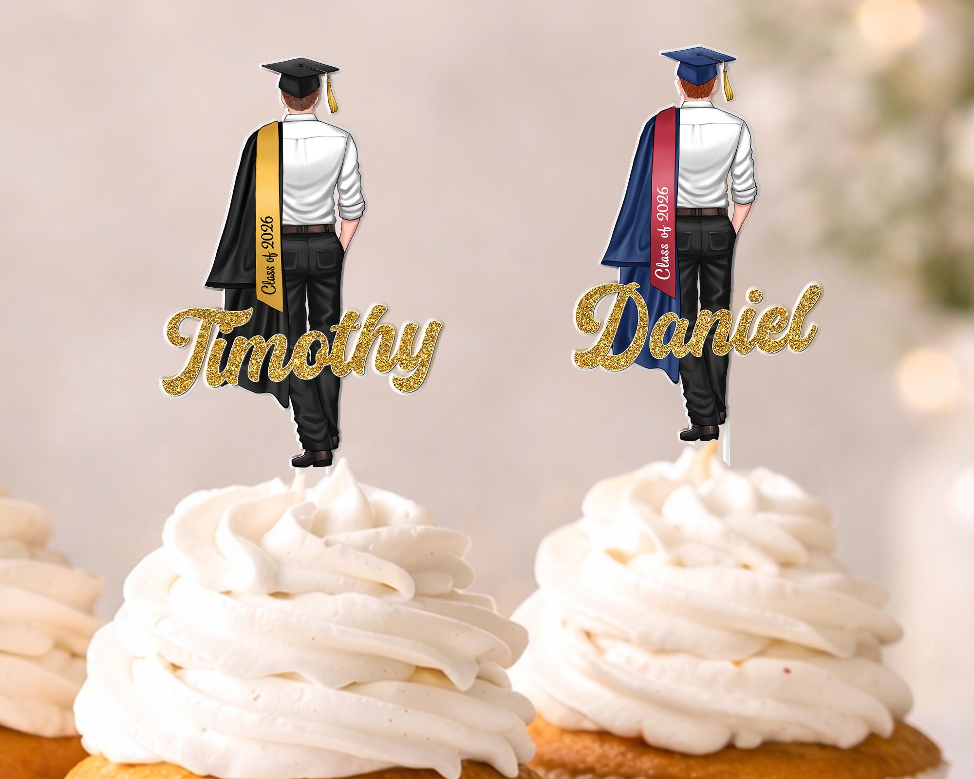 Custom Graduation Acrylic Cake Topper 2026, Personalized Grad Boy Cake Topper, Class of 2026 Party Decor, High School Graduate Gift for Him