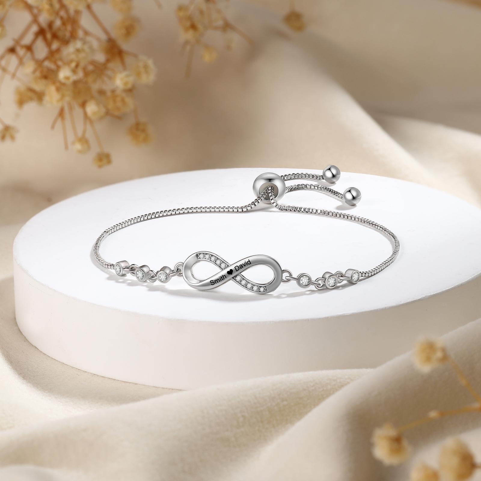 Personalized Infinity Couple Bracelets with Custom Names, Matching Gift for Him and Her