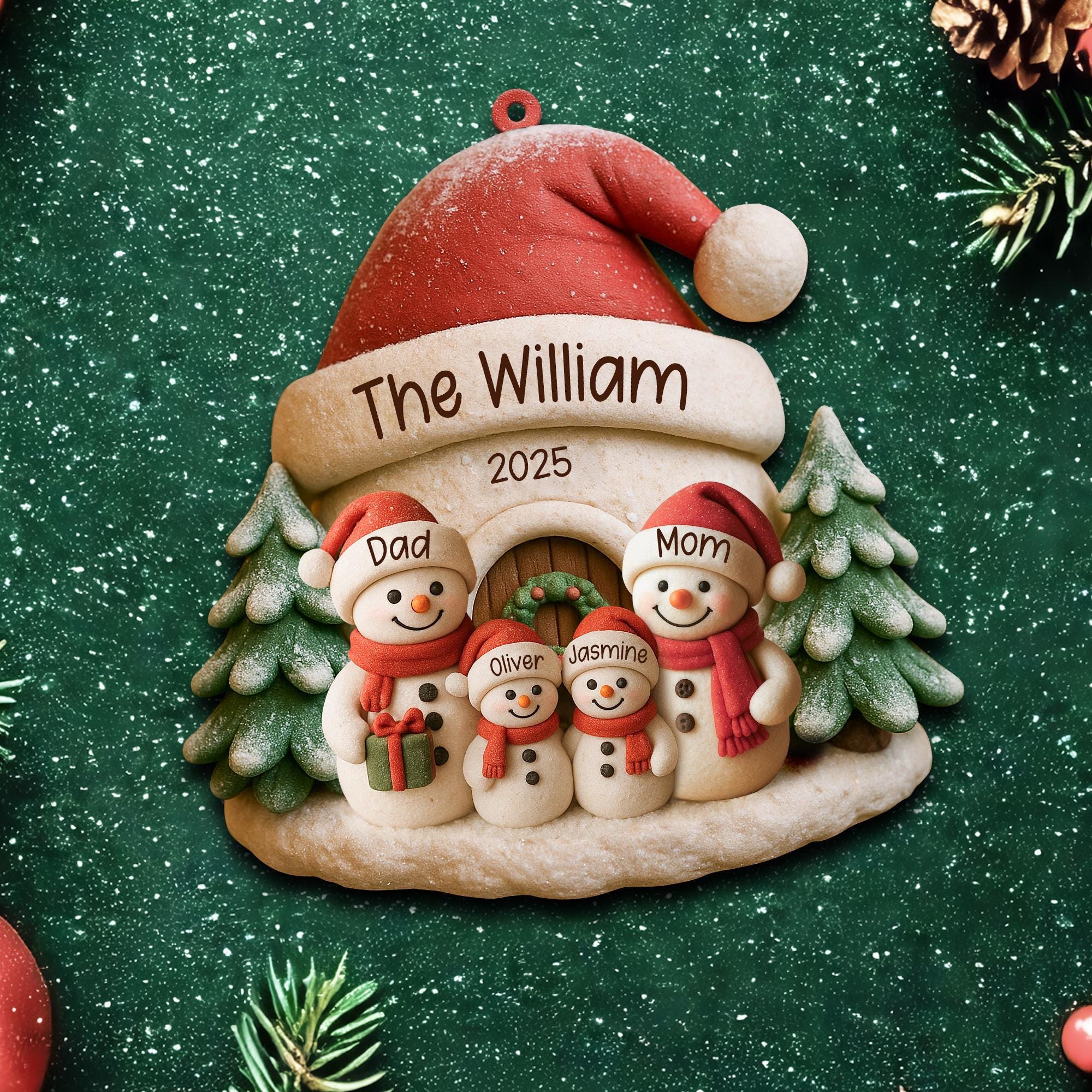 Personalized Snowman Ornament, Acrylic Family Christmas Tree Decor, Holiday Keepsake, Christmas Decor, Xmas Gift