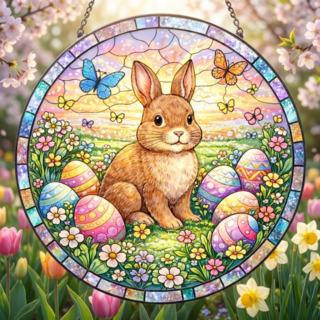 Bunny Suncatcher, Easter Window Decor, Spring Hanging Art