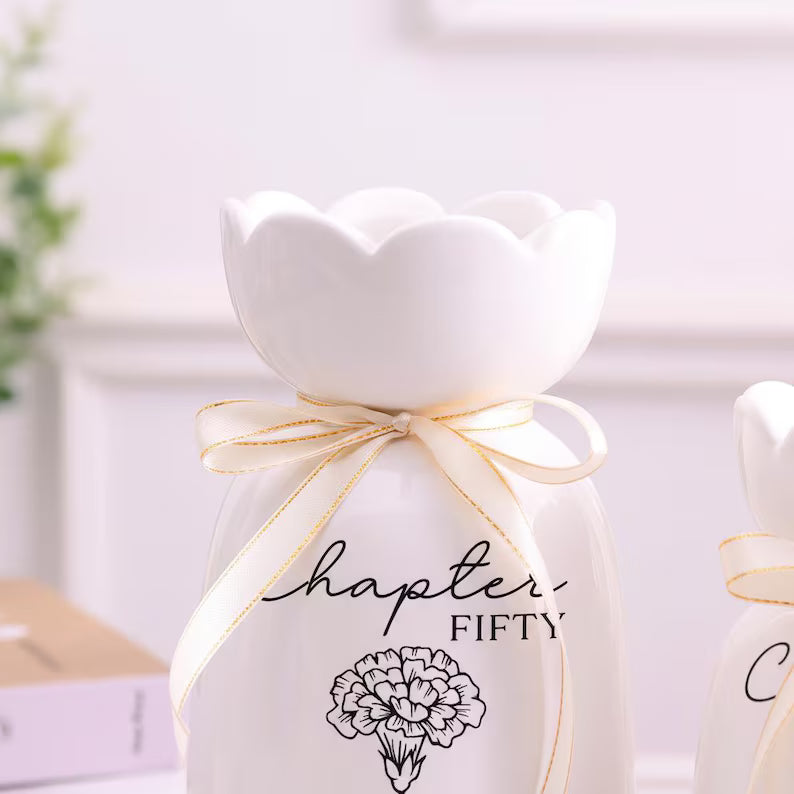 Custom Birth Month Flower Name Vase – Personalized Gift for Mom, Wife, or Daughter