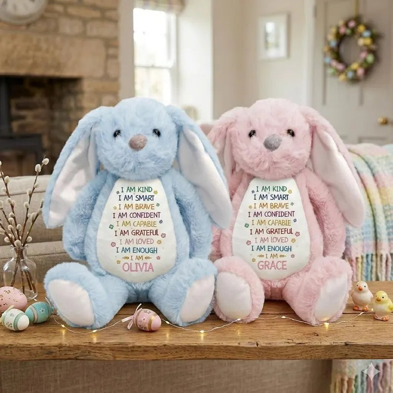 Personalized Easter Affirmation Bunny – Custom Name Plush Toy