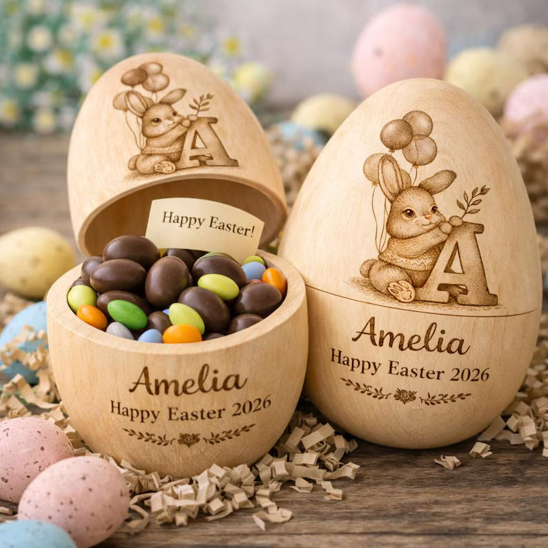 Personalized Fillable Wooden Easter Egg – Custom Name Keepsake