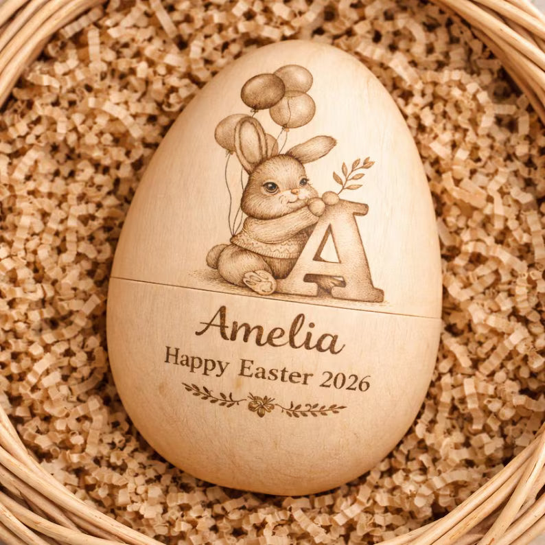 Personalized Fillable Wooden Easter Egg – Custom Name Keepsake