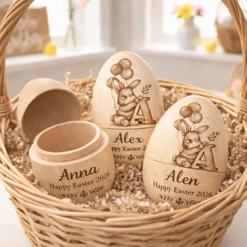 Personalized Fillable Wooden Easter Egg – Custom Name Keepsake