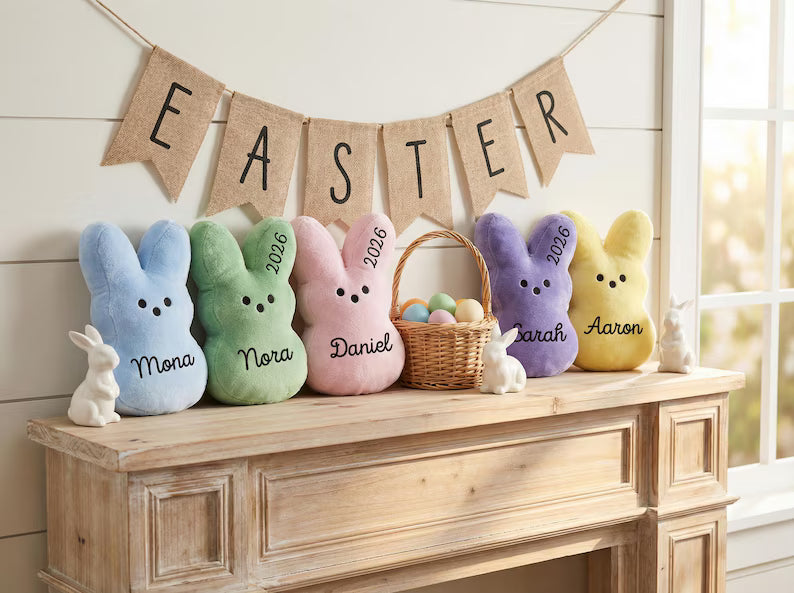 Personalized Easter Bunny Plushie – Custom Name Stuffed Toy